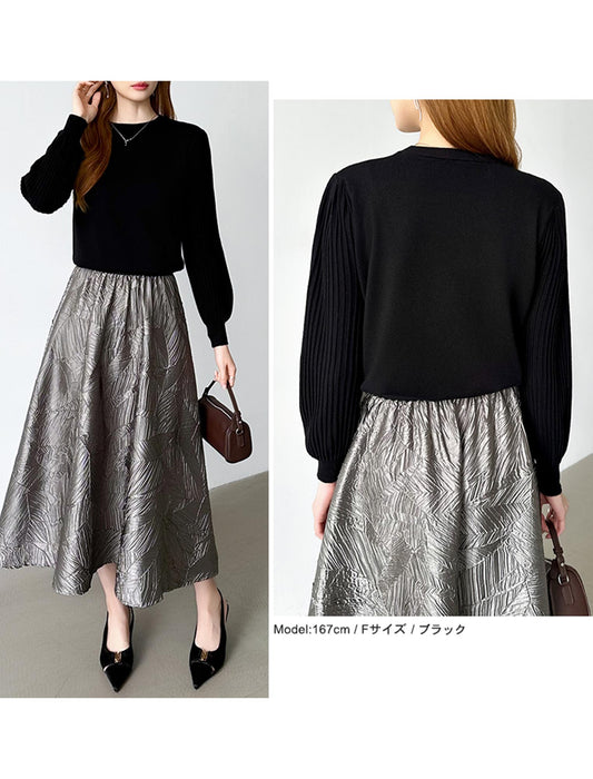 シンプルなのに印象的！プリーツスリーブニット