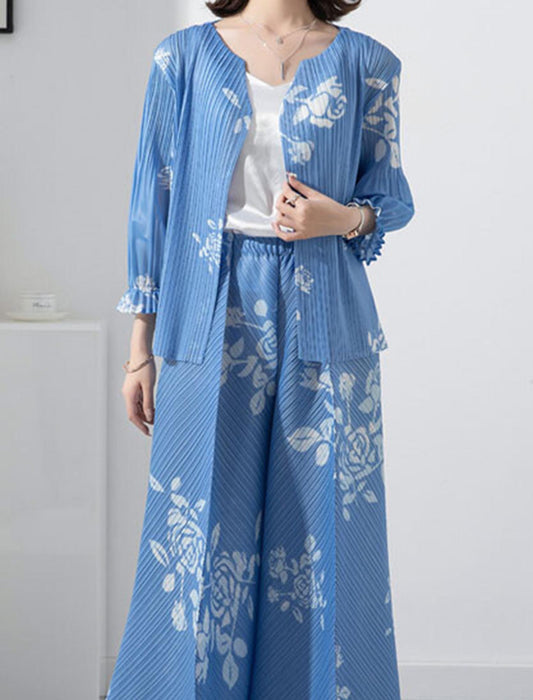 花柄プリントプリーツセット