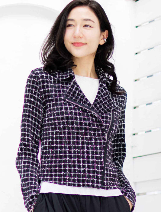 ＜SPECCHIO＞シャトルプリーツライダースジャケット