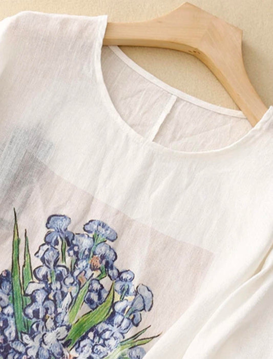 ナチュラル系フラワープリント柄Tシャツ