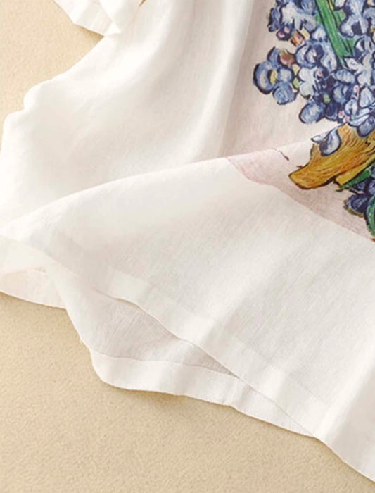 ナチュラル系フラワープリント柄Tシャツ
