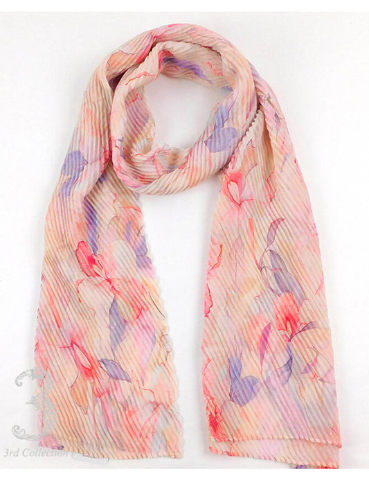 大判花柄プリントプリーツストール