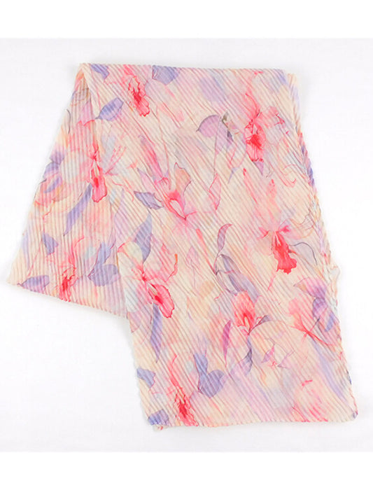 大判花柄プリントプリーツストール