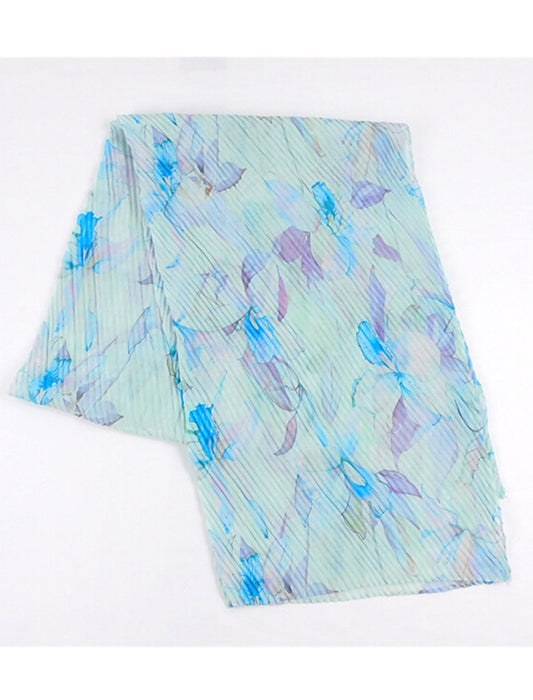 大判花柄プリントプリーツストール