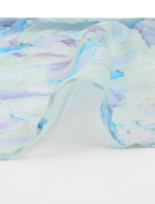 大判花柄プリントプリーツストール