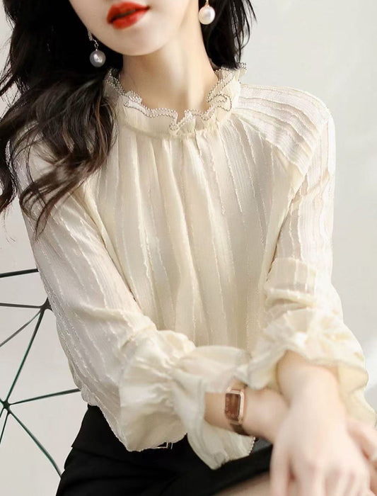 上品フリルキャンディスリーブブラウス