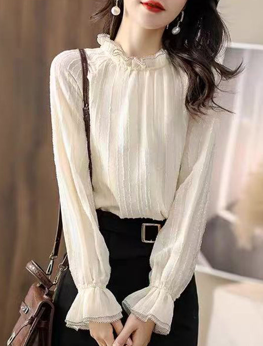 上品フリルキャンディスリーブブラウス