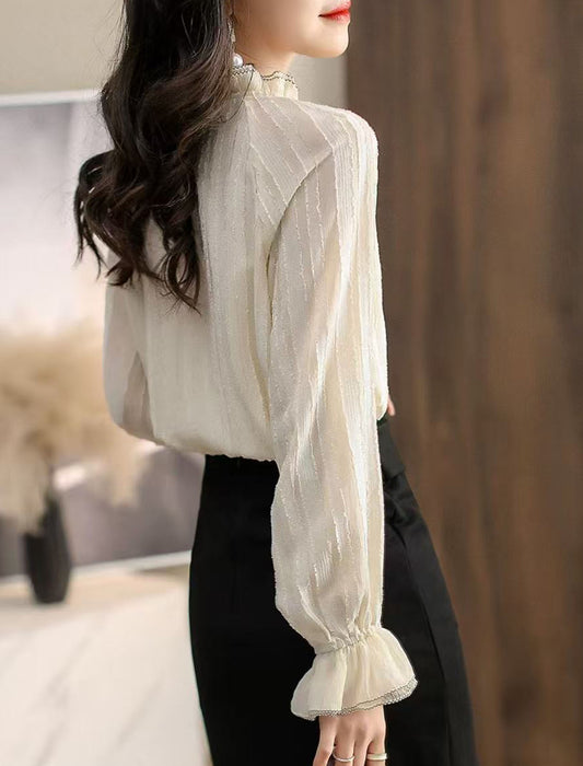 上品フリルキャンディスリーブブラウス