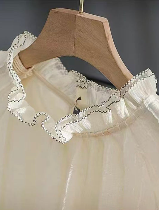 上品フリルキャンディスリーブブラウス