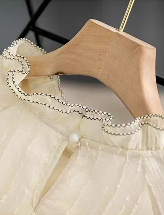 上品フリルキャンディスリーブブラウス