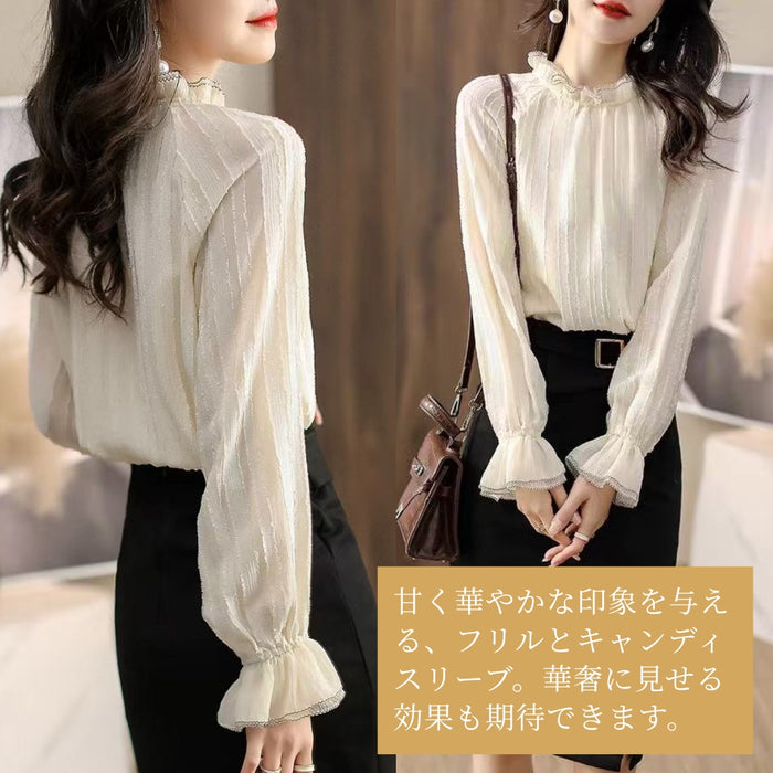 上品フリルキャンディスリーブブラウス