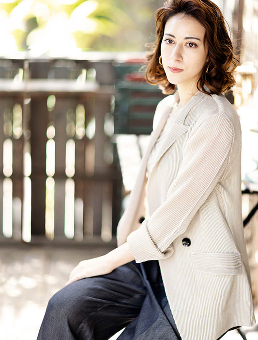 ＜SPECCHIO＞シャトルプリーツダブルブレストジャケット