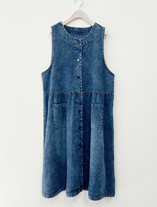 大人カジュアルフロントボタンデニムジャンスカ