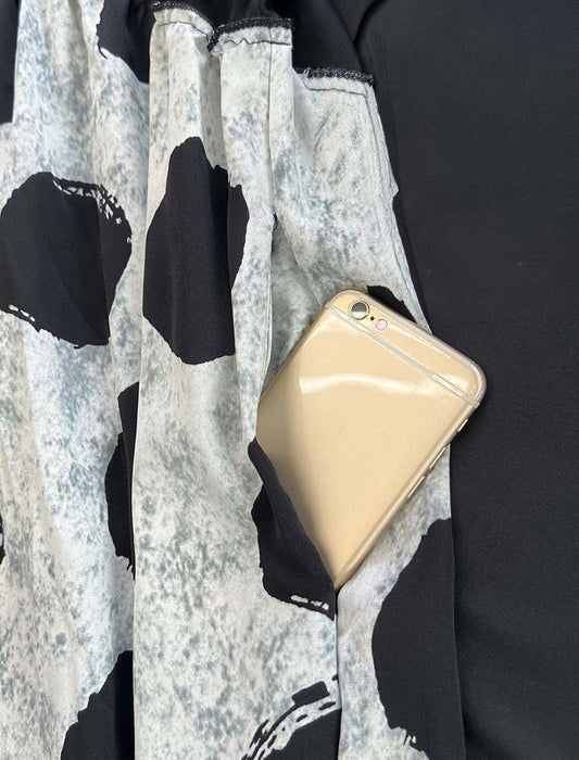 大人モダンドット切替ギャザーワンピース