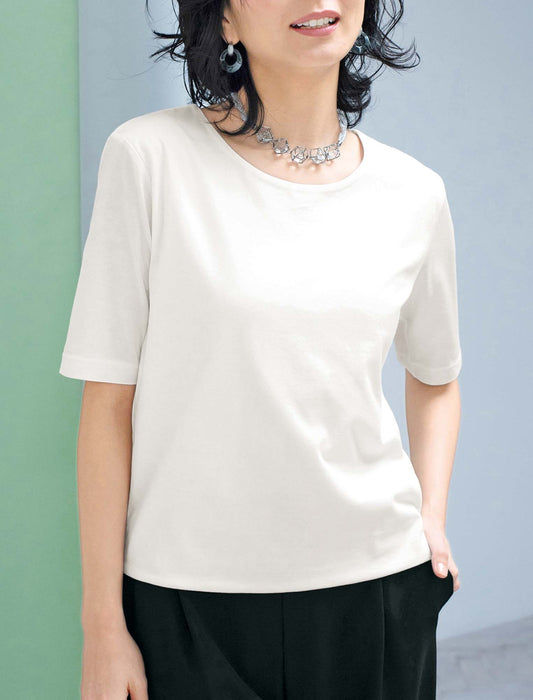 【受注】二重仕立てマダムTシャツ（クルーネック）