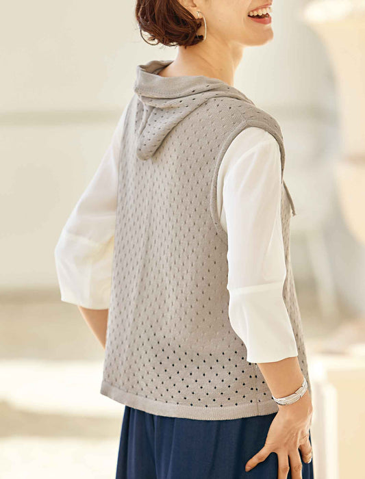 【受注】透かしドット柄ニットベスト