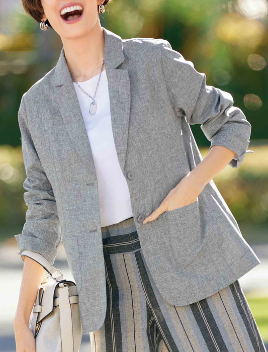 【受注】麻タッチ素材テーラードジャケット