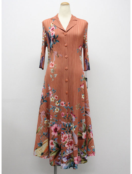 【近日入荷】ゆったり花柄プリントプリーツワンピース※ブラックは5月中旬入荷予定