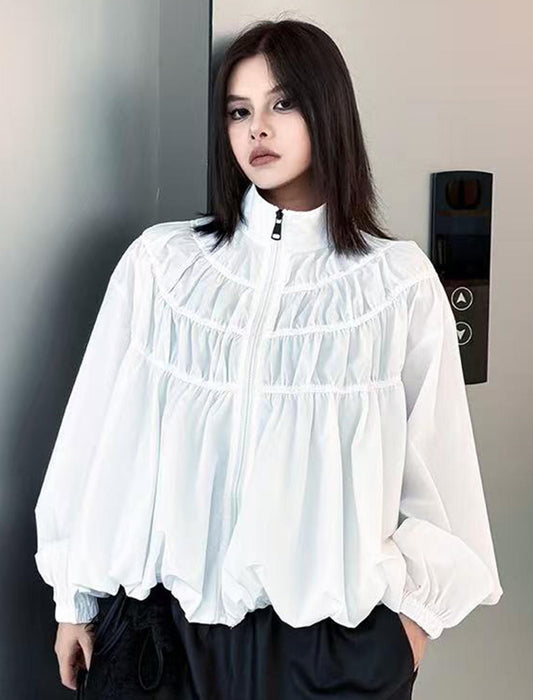 ドロストギャザーボリュームスリーブショートブルゾン