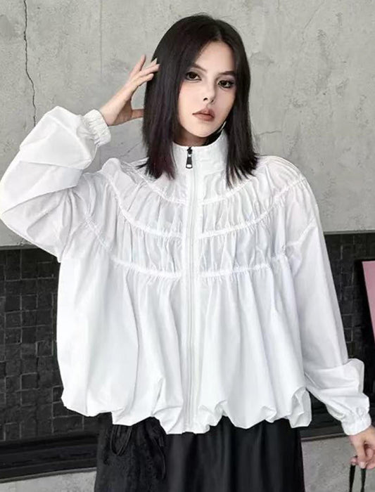 ドロストギャザーボリュームスリーブショートブルゾン