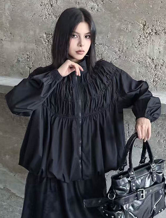 ドロストギャザーボリュームスリーブショートブルゾン