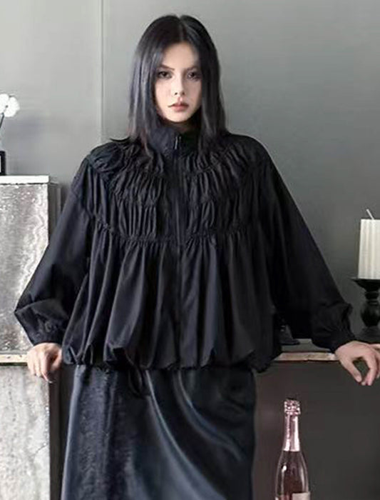 ドロストギャザーボリュームスリーブショートブルゾン