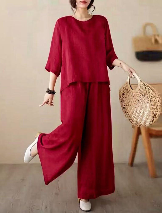 大人のリラックスワイドパンツセットアップ