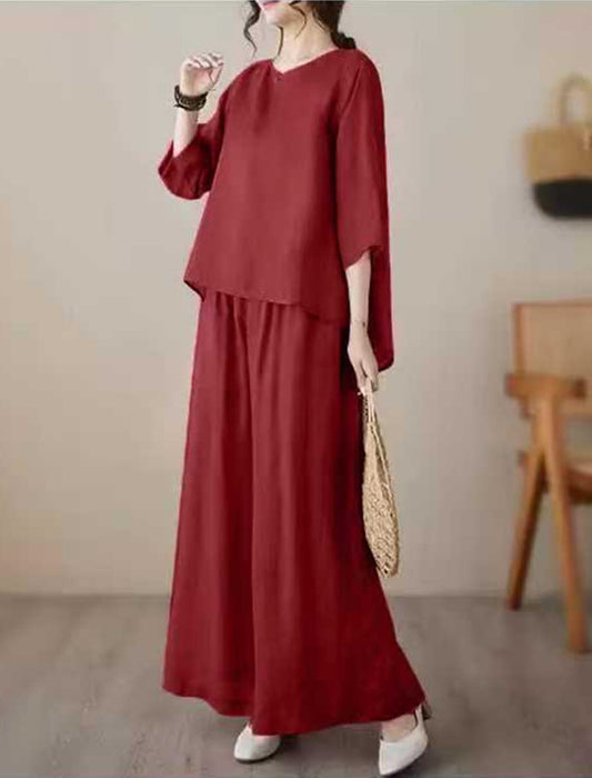 大人のリラックスワイドパンツセットアップ