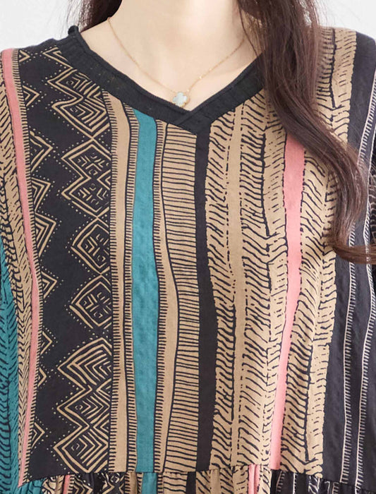 エスニックVネックコットンワンピース