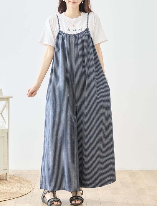 ストライプワイドサロペット