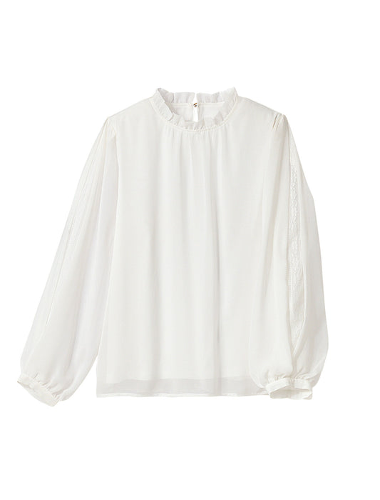 【受注】袖レース＆シフォン重ねブラウス