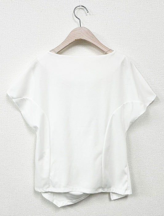 アシンメトリータックフレンチスリーブトップス