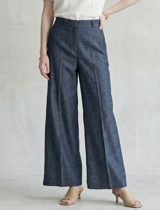 センタープレスハイウエストワイドパンツ