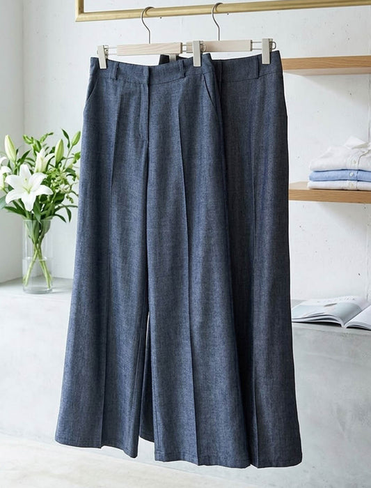 センタープレスハイウエストワイドパンツ