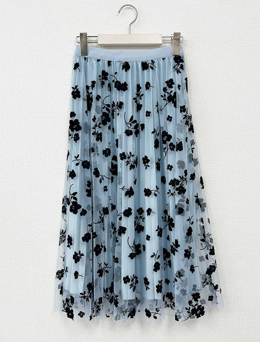 立体フラワー重ねチュールスカート