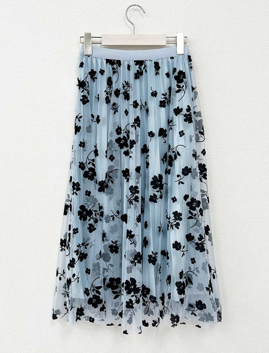 立体フラワー重ねチュールスカート