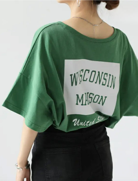 バックプリントロング丈ロゴＴシャツ