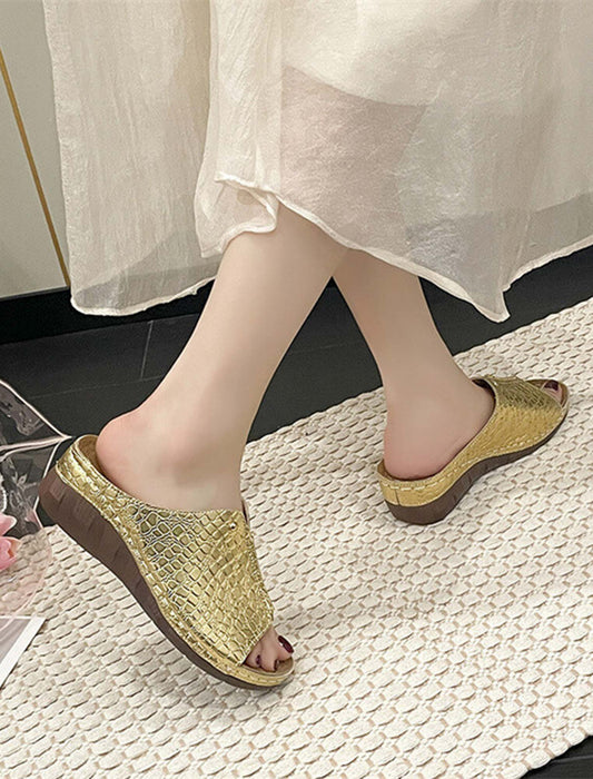 ウェッジヒールデザインミュール