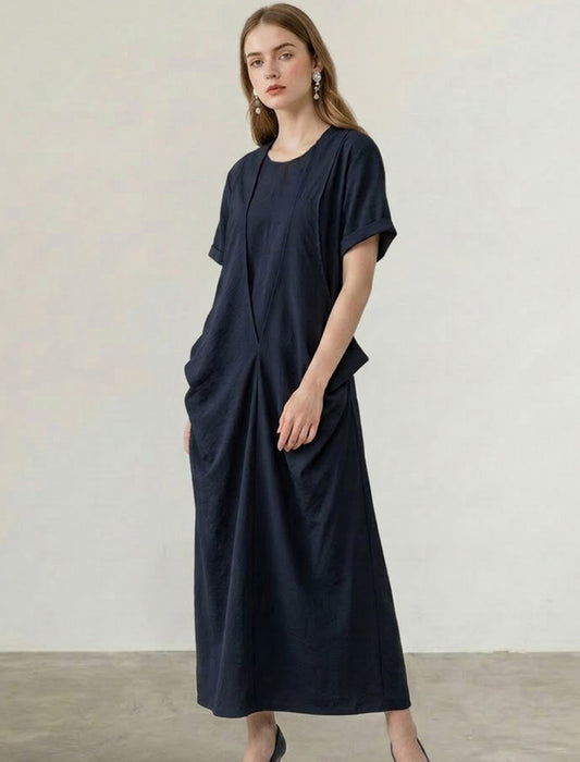 ウエストカシュクール風ロングワンピース