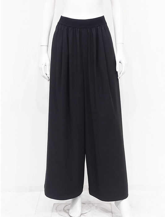 ＜SPECCHIO＞フェイクジップタックギャザー ワイドストレートパンツ