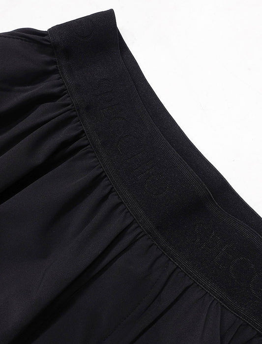 ＜SPECCHIO＞フェイクジップタックギャザー ワイドストレートパンツ