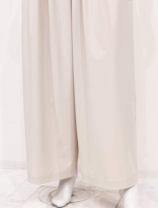 ＜SPECCHIO＞フェイクジップタックギャザー ワイドストレートパンツ