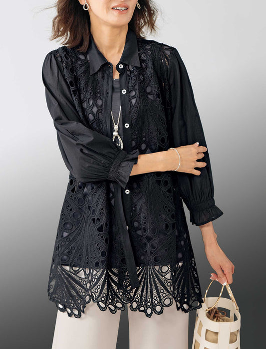 【受注】エレガンスレース使いロングブラウス