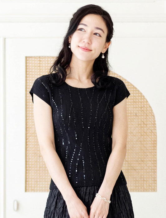 ＜SPECCHIO＞ビジュー刺繍シャトル フレンチトップス