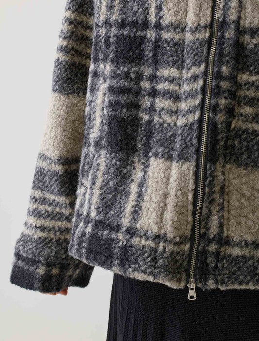 チェック柄フード付きジャケット
