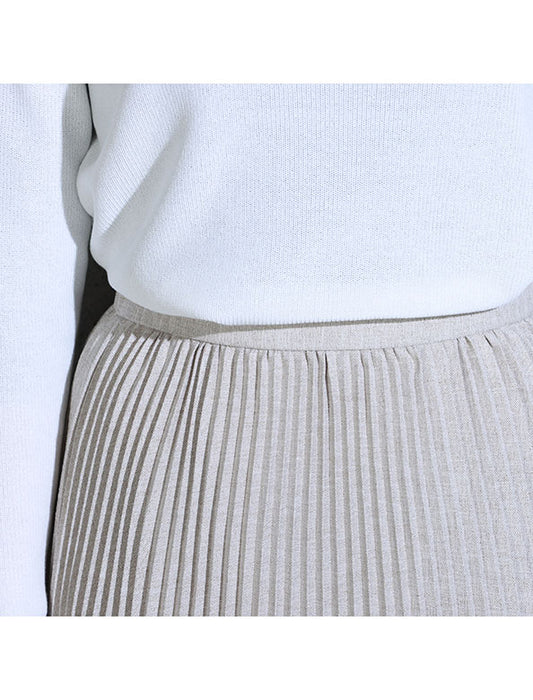 ＜LAUTREAMONT＞麻調素材の2段プリーツスカート