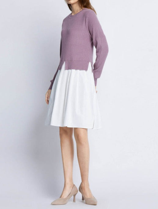 ニット異素材切替えワンピース