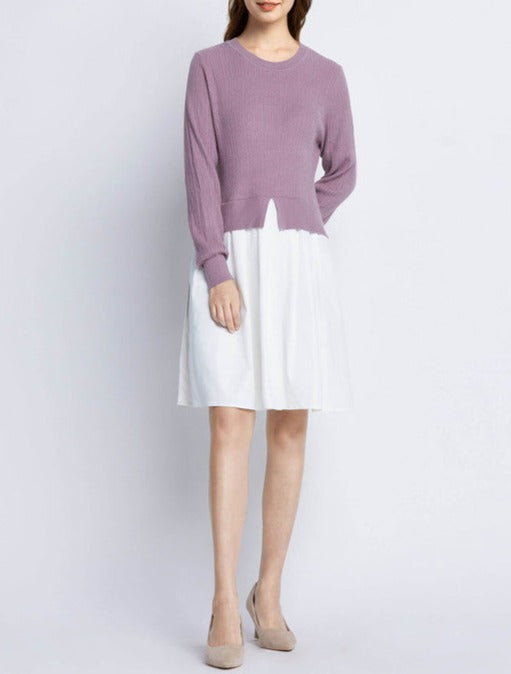 ニット異素材切替えワンピース