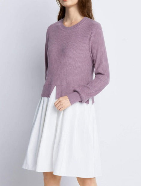 ニット異素材切替えワンピース