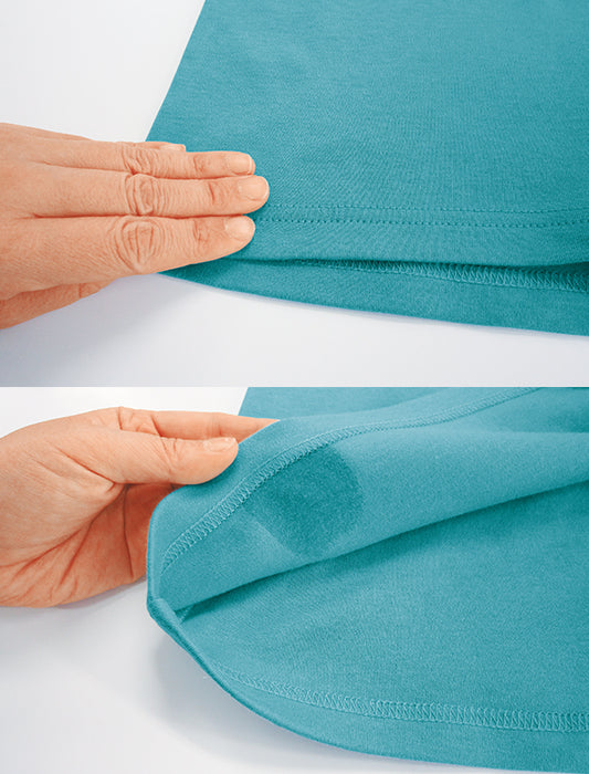 綿１００％汗染対策ボーダーハイネックシャツ７分袖